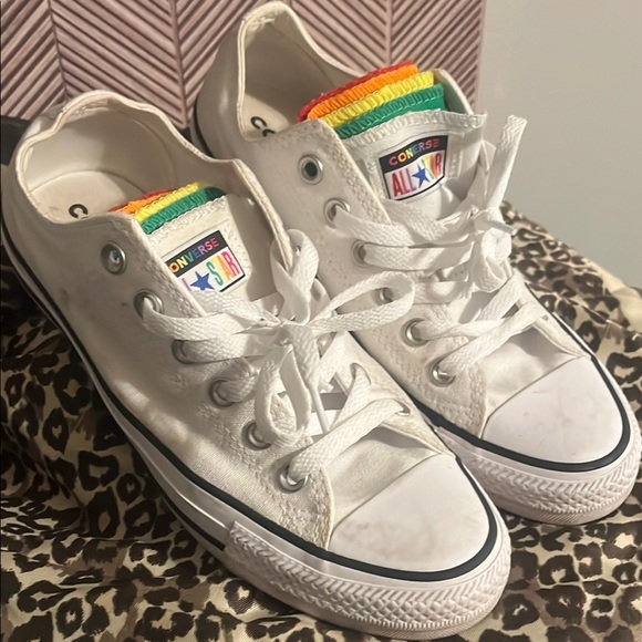 Converse Shoes - Converse White Sneakers with Colorful Tongue